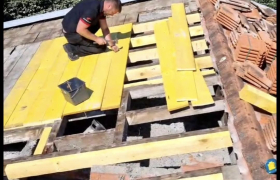Renfort de charpente plus pose de volige chantier effectué Andernos